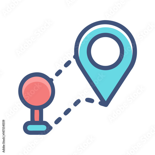 Route with Map Markers: Destination Tracking Icon