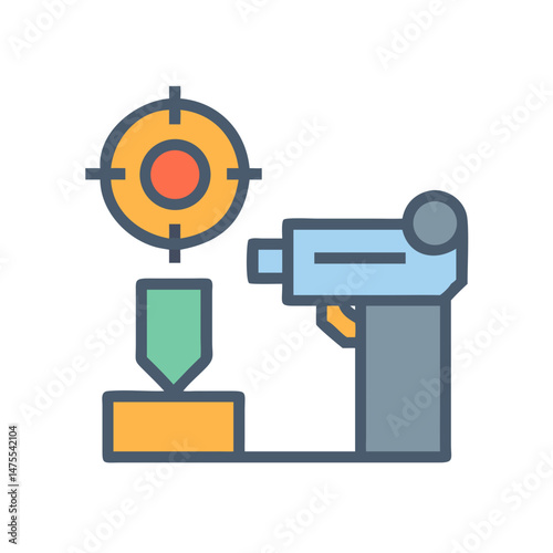Icon depicting precision shooting target practice with gun
