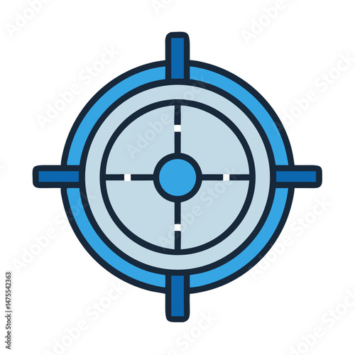 Blue target icon on black background illustration art
