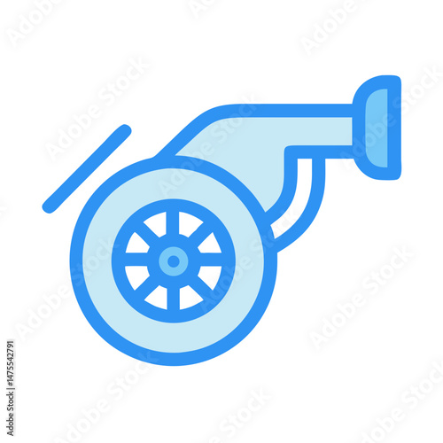 Blue Cartoon Cannon Isolated on Black Background Illustration