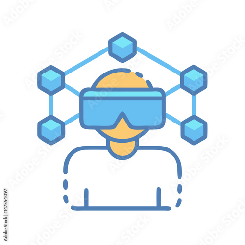 Virtual Reality Network User Connected to a Blockchain