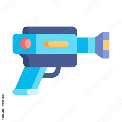 Retro ray gun weapon illustration in blue colors