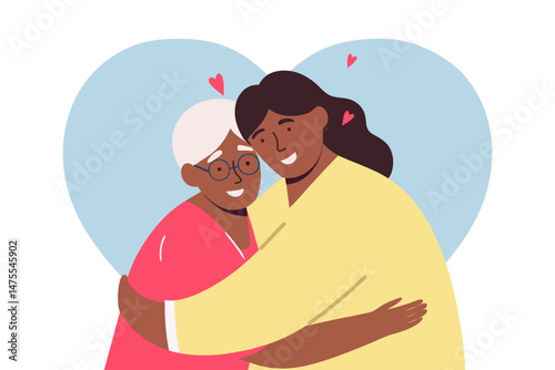 Flat vector illustration. The concept of mother's day, parents' day, family day, cares