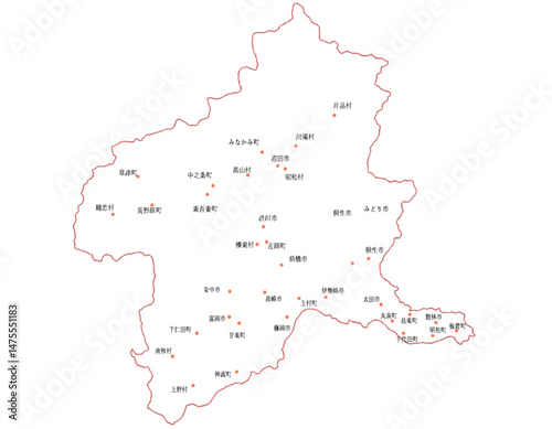 群馬県　地図　白　斑点　イラスト