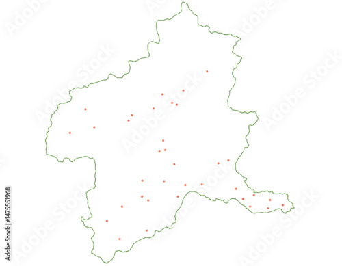 群馬県　地図　白　斑点　イラスト