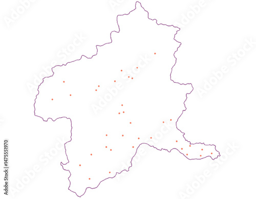 群馬県　地図　白　斑点　イラスト