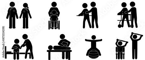 理学療法に関するピクトグラムセット