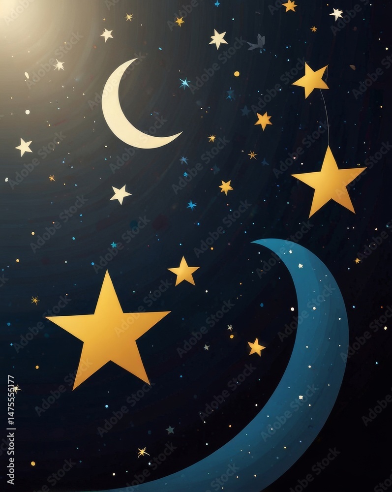 Naklejka premium moon and stars