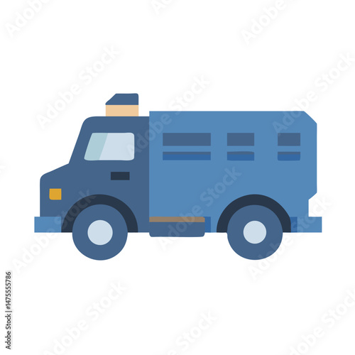 Cute Blue Armored Car Cartoon Vector Illustration Design