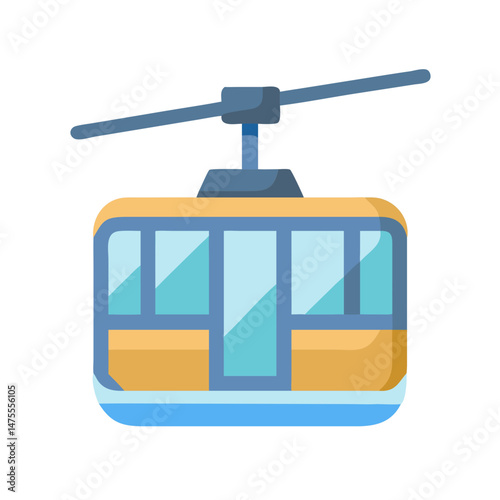 Flat vector cable car icon on a black background