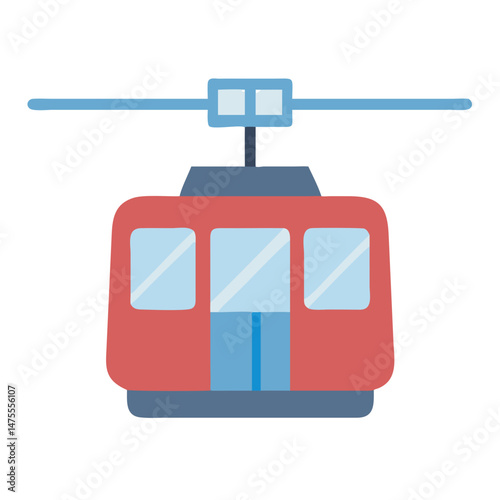 Cartoon cable car vector illustration on a black background