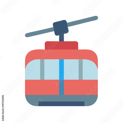 Simple Vector Illustration of a Red Cable Car