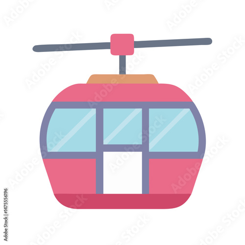Isolated Pink Cable Car Icon on Black Background