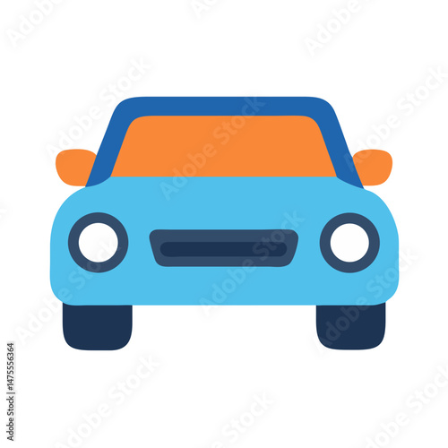 Modern Blue and Orange Car Illustration on Black
