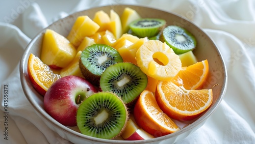 Colorful fresh fruit healthy snack superfoods for immune boosting and energetic working from home