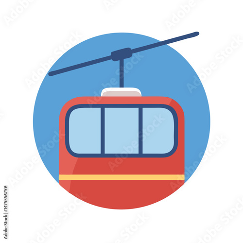 Red Cable Car Icon Illustration for Travel Industry