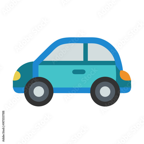 Cute blue car cartoon illustration on black background