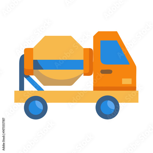Cartoon Concrete Mixer Truck Illustration on Black Background