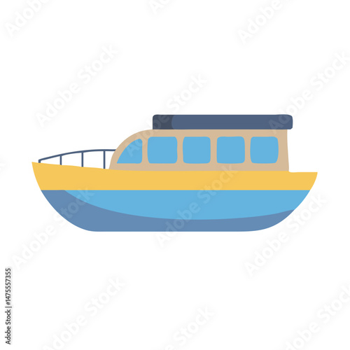 Cartoon Boat Illustration Isolated on Black Background