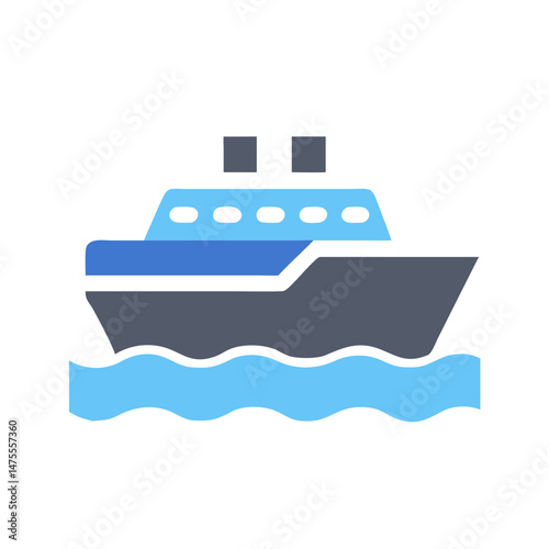 Flat design illustration of a cruise ship sailing