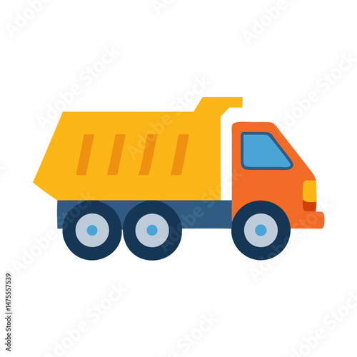 Cute Cartoon Dump Truck Illustration on Black Background