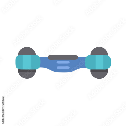 Isolated Blue Hoverboard on Black Background, Modern Transport