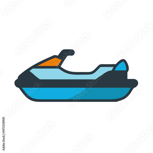 Cartoon watercraft jet ski on a black background