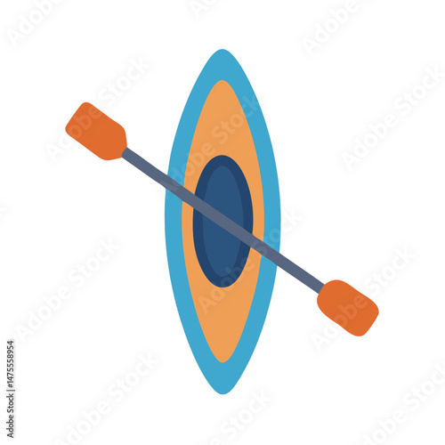 Kayak and Paddle isolated on Black Background Vector