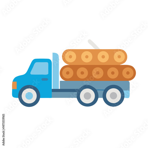 Cartoon truck transporting a tank, military delivery illustration