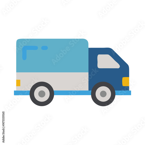 Delivery Truck Illustration in Blue, White, and Grey