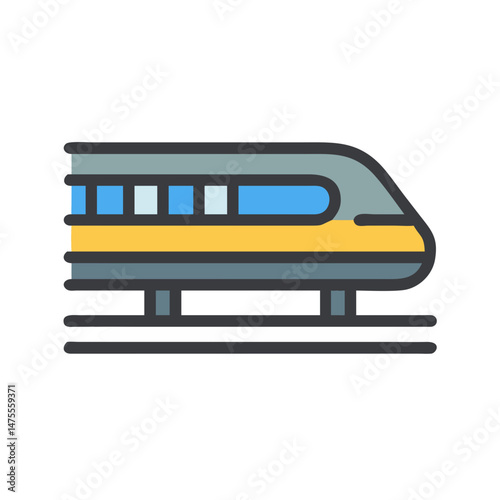 Modern High-Speed Train Illustration on Black Background
