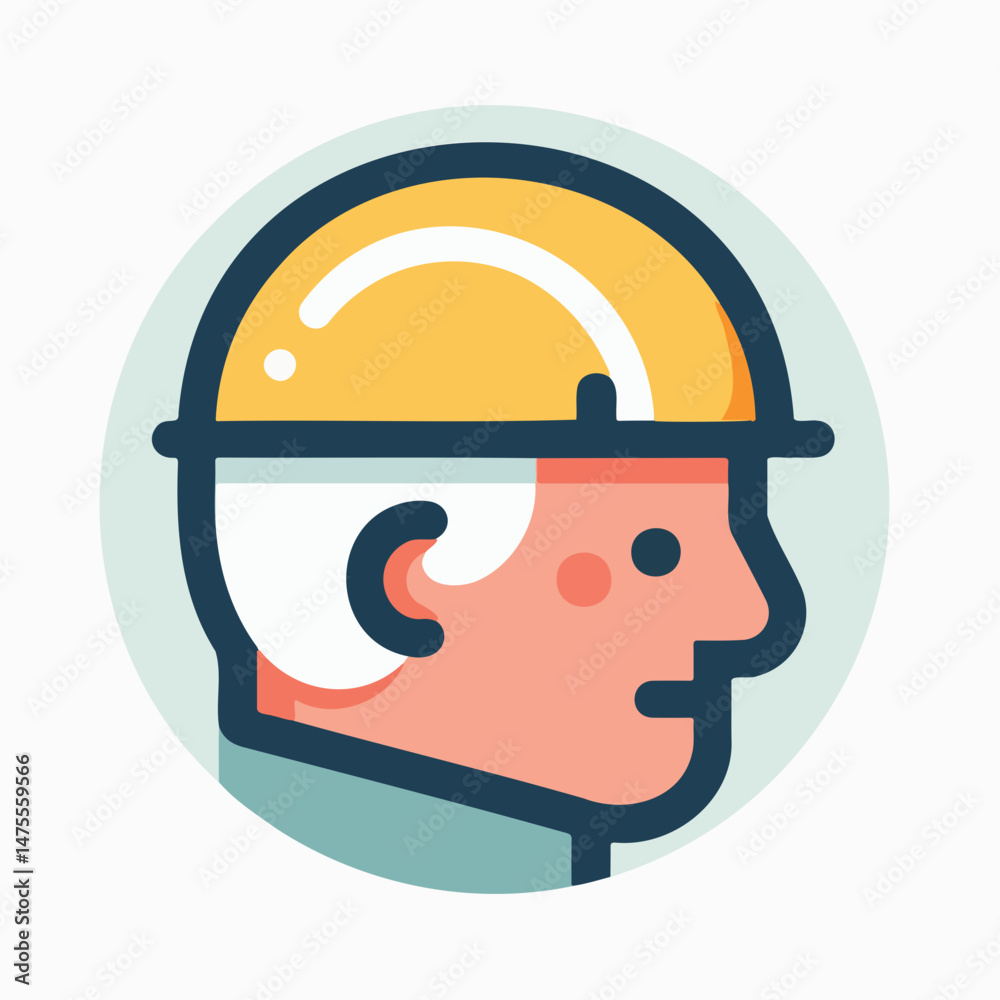 Fototapeta premium elderly builder wearing a safety helmet in a circular design 