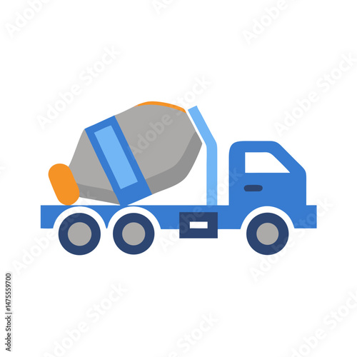 Blue Concrete Mixer Truck Illustration on Black Background