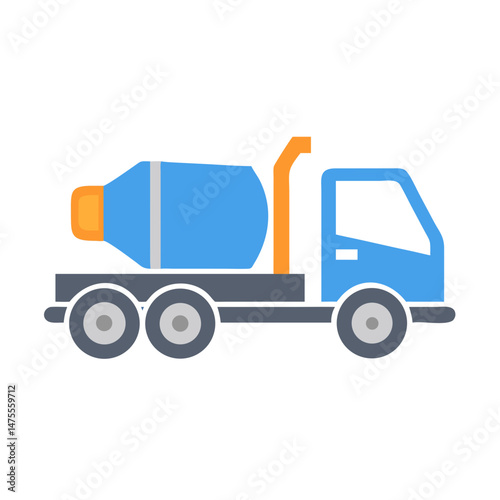 Vector Concrete Mixer Truck Illustration on Black Background