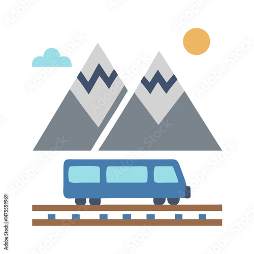 Mountain train travel, scenic journey, picturesque landscape, railways