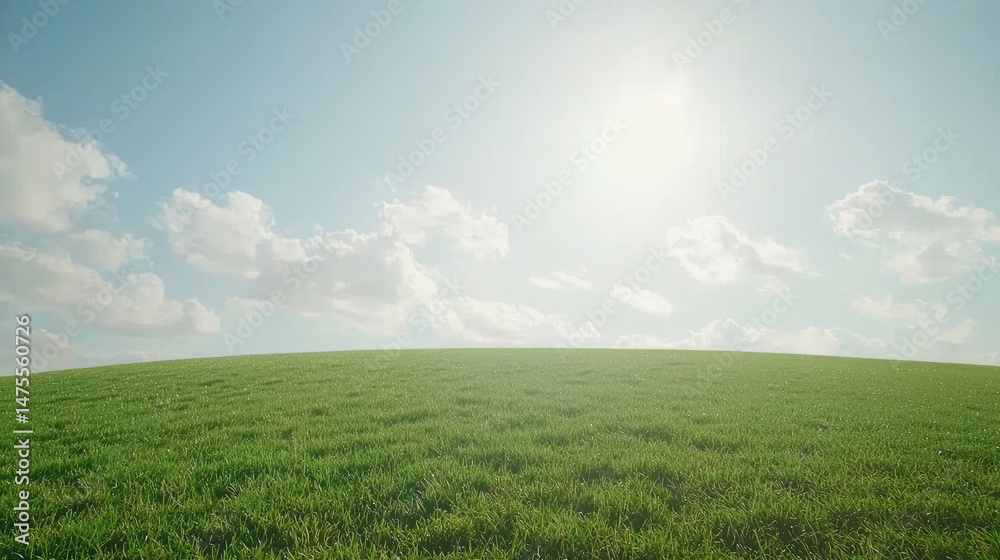 Obraz premium Open field under a partly cloudy sky