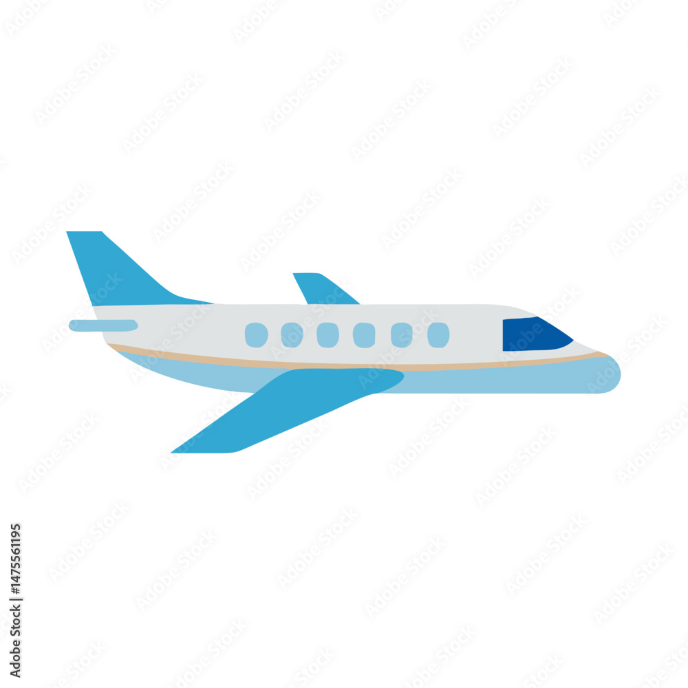 Obraz premium Modern Private Jet Airplane Cartoon Illustration on Black