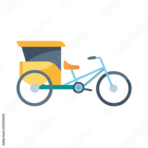 Vector tricycle illustration of taxi on a black background