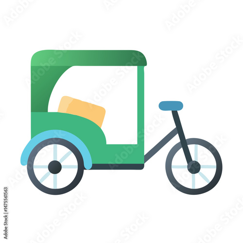 Illustration of a green and gray auto rickshaw