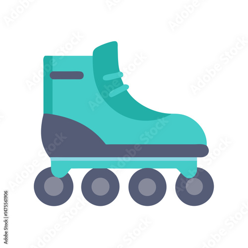 Teal Roller Skate Illustration for Sport and Recreation