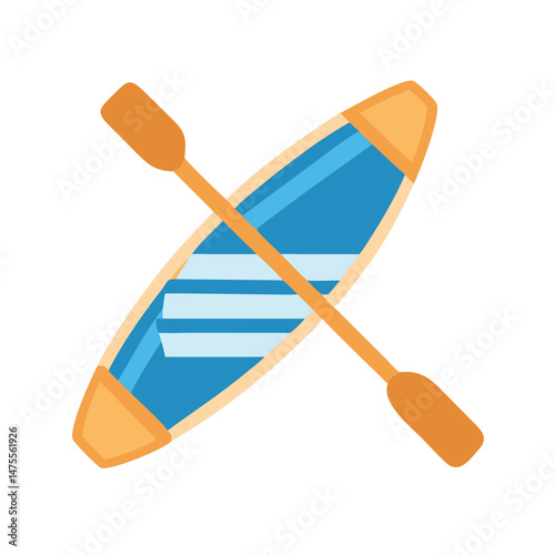 Kayak icon with paddle, simple vector illustration style