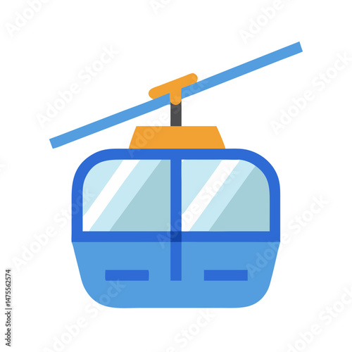 Cartoon Cable Car Icon Illustration on a Black Background