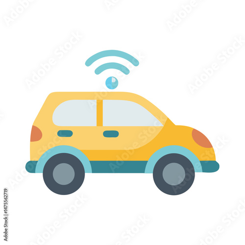 Stylized Icon of a Connected Smart Car