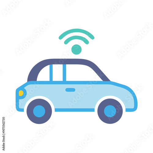 Smart Car with WiFi Connection Icon on Black