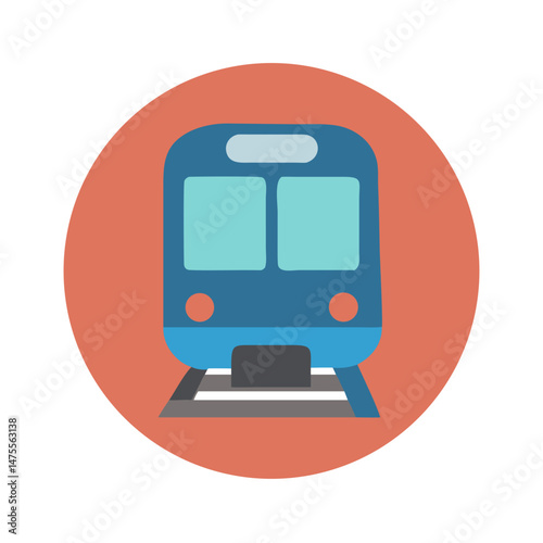 Modern train icon vector illustration in a circle
