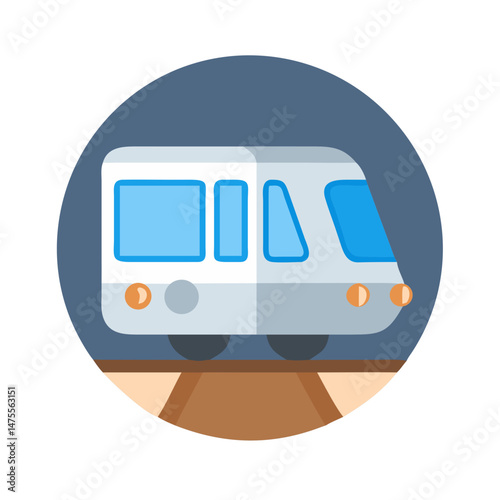 Cartoon Subway Train Icon on Black Background