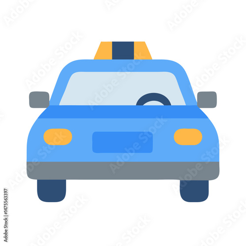 Cartoon Blue Car Illustration Isolated on Black Background