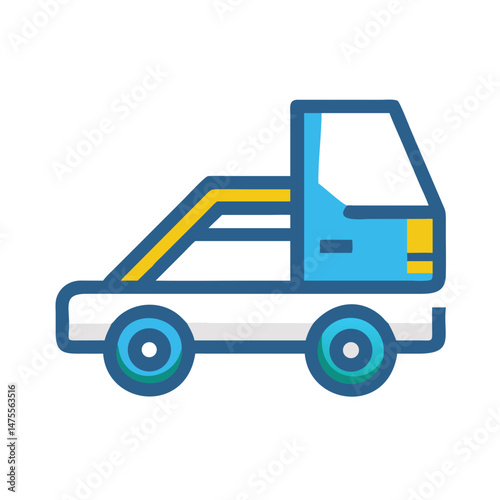 Flat Cartoon Tow Truck Vector Icon Illustration