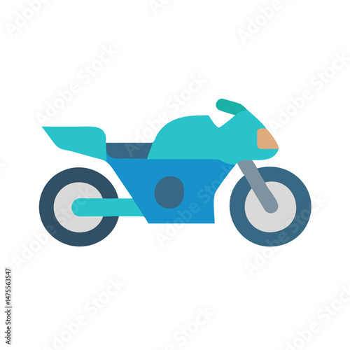 Modern Blue Motorcycle Illustration on Black Background Vector