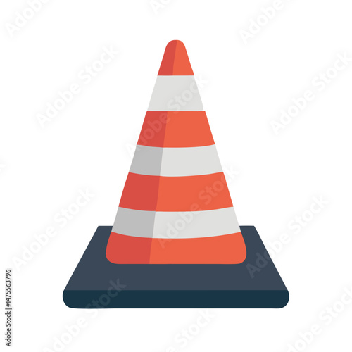 Orange and White Striped Traffic Cone Illustration on Black